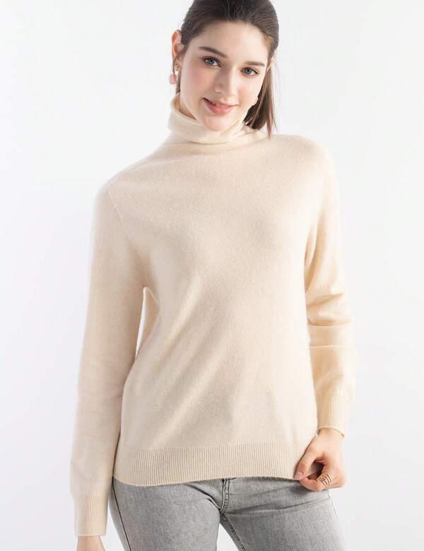 100% Pure Cashmere Women's Sweater Turtleneck Long Sleeve Warm Soft 2025 Fall Winter Knit Pullover