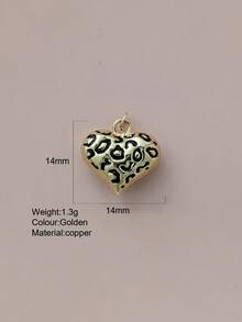 1pc Cute Heart-Shaped Copper Pendant, Handmade DIY For Necklace, Bracelet, Earrings, Suitable As Christmas Gift