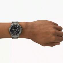 Fossil Watch Quartz Movement Stainless Steel Strap 45mm Black Dial Men's Watch 50m Water Resistant BQ2705