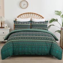 3 Pieces Double King Size Bohemian Duvet Cover Green/Purple/Blue/Teal Colorful Boho Bedding Set With 2 Pillowcases Soft Microfiber Moroccan Bed Cover For  Autumn, All Season, Bed Room Decor, Christmas Gifts, Halloween - Green Colorful Boho - 查看 9
