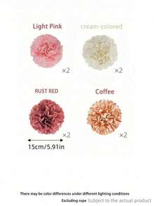 8pcs Pink Paper Flower Party Decorations For Bride And Baby Birthday Parties, Birthday Weddings, Flower Balls, Paper Fans, Lanterns In White, Beige, And Pink, Suitable For Baby Showers, Weddings, Birthdays, Party Decorations, Room Background Decorations, And Christmas Window Decorations