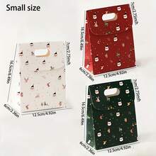 6/12pcs Christmas Holiday Party Gift Bags - Snowman, Reindeer, And Tree Pattern Design In Red, White, And Green For Christmas, Thanksgiving, Birthdays, Weddings