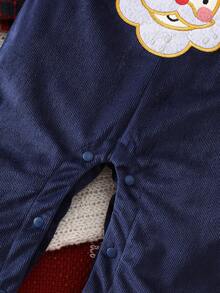 男童格子长袖衬衫和背带裤两件套，秋冬 - 紅色 - 查看 8