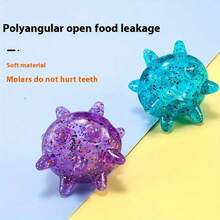 [Chew-Proof Dog Toy] Durable Chew-Proof Dog Toy Ball | Interactive Pet Chewer With Multiple Openings, Purple & Sparkling, For Small & Medium Dogs - Teeth Cleaning Dental Health, Anti-Choke Design, Easy-Clean Plastic Construction, Playful Pet Design - Multicolor - View 3
