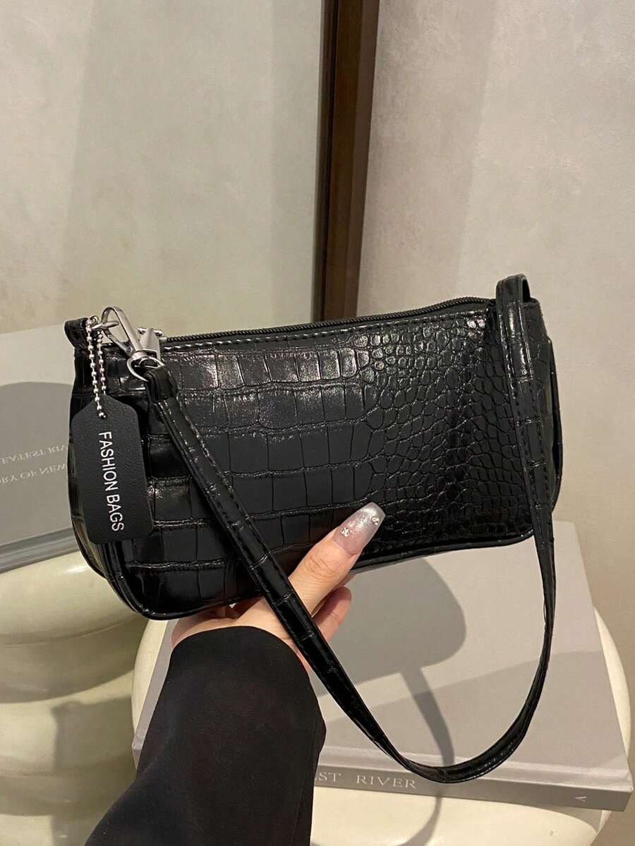 Nueva bolsa de hombro versátil y de moda con correa de cadena, bolso de mano para mujer - Negro - Ver 1