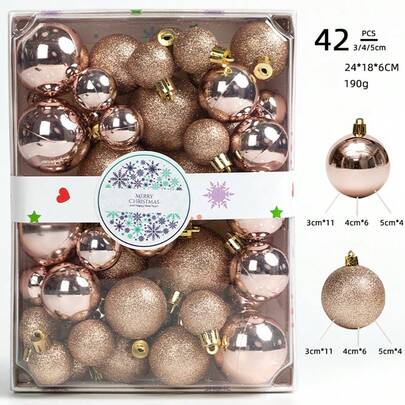 Set di 42 palline di Natale glitterate, stile brillante galvanizzato, adatte per decorazioni natalizie, ricche di atmosfera natalizia