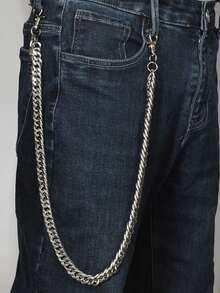 1 件时尚简约朋克摇滚嘻哈金属牛仔裤链，粗链腰饰配饰适合男士日常穿着，礼物 - 鏈條褲鏈 - 查看 8