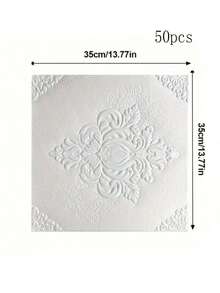 20pcs European Floral 3D Vinyl Wall Stickers - Peel And Stick, Self-Adhesive Panels For Living Room, Bathroom, Kitchen, Bedroom Decor, White Embossed Design, Easy To Install, Adds Elegance To Home Walls, Wall Stickers Home Decor