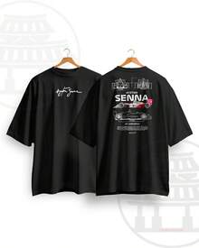 Unisex Streetwear T-Shirt – Ayrto Senn@ McL@Ren MP4 – 100% Cotton, Classic Racing Design - 黑色 - 查看 1