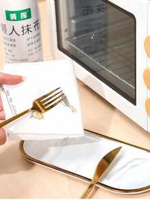 去油毛巾，随机印花大号一次性软布抹布，专用厨房纸巾，洗碗布，不粘油抹布，家用清洁用品，干湿两用一次性抹布，适用于户外露营、徒步旅行、厨房、浴室、家居用品（随机款式颜色图案） - 彩色 - 查看 5