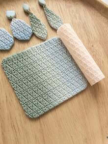 Polymer Clay Texture Rolling Pin, Floral Embossing Polymer Clay Texture Rolling Pin | Embossing Pottery Texture Rolling Pin For Jewelry Making, Similar To Polymer Clay Texture Sheets, Can Be Used With Polymer Clay Cutters, Ideal For DIY Crafts, Art Design And Jewelry Making - Polymer Clay Texture Roller - View 3