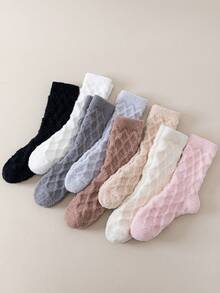1 par de calcetines de mujer suaves y sin pelusa, de felpa, gruesos y cálidos, aptos para el hogar, dormir, posparto, otoño/invierno