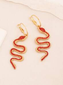 1 Pair Retro Snake Shaped Earrings, Exaggerated Personalized S-Shaped Snake Earrings With Full Rhinestones, Fashionable Niche Earrings Suitable For Daily Wear, Parties, And Gift Giving