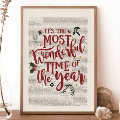 1pc Christmas Canvas Art Print Poster - Frameless Wall Hanging Decor For Home Office, Bedroom, Living Room - Modern Art Deco Retro Style Portrait With Ink Star Pattern - Seasonal Indoor Wall Art, Ideal For Spring & Winter Holidays