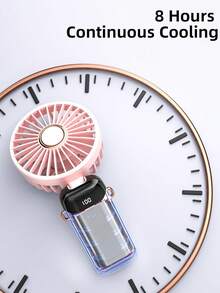 Nouveau mini ventilateur portable USB à affichage numérique silencieux pour bureau d'étudiant, rechargeable pour utilisation en extérieur. Ventilateur électrique mini pliable et portatif avec diffuseur d'aromathérapie, à piles avec écran LED, 800 mAh, 3-en-1 : à main, à suspendre au cou, de bureau, pliable à 90° avec support de base, 5 vitesses réglables, ventilateur de cou portable pour étudiant et extérieur, convient pour le bureau, la chambre, le camping, les voyages ou le ventilateur de bureau portable