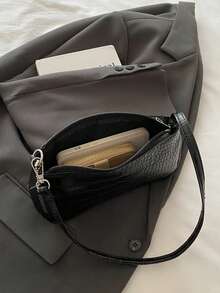 Nueva bolsa de hombro versátil y de moda con correa de cadena, bolso de mano para mujer - Negro - Ver 4