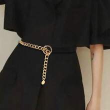 Neuer Herbst Metall Kette & PU Kombination Damen Gürtel, vielseitige Dekoration für Anzüge, Hemden