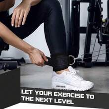 Ankle Strap For Fitness Rope Equipment - One Size Fits All, With Premium Padding, Unisex, Glute Kickback Ankle Strap For Gym Rope Training, Glute Exercises, Leg Stretches And Hip . - Black - View 4