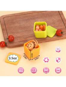 1个3.5盎司/7盎司防漏硅胶食品储物盒 - 方形硅胶零食/调味品/酱料杯，可重复使用午餐盒，适用于洗碗机/微波炉/冰箱，防漏便当盒，返校季必备 - 彩色 - 查看 2