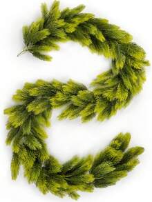 1 Peça Guirlanda de Natal, Guirlanda de Pinheiro Norfolk Verde DIY, Plantas Artificiais e Trepadeira Floral para Decoração de Natal Interna/Externa, Casamento, Festa, Escada, Lareira, Aparador, Guirlanda Falsa de Agulhas de Pinheiro Bicolor