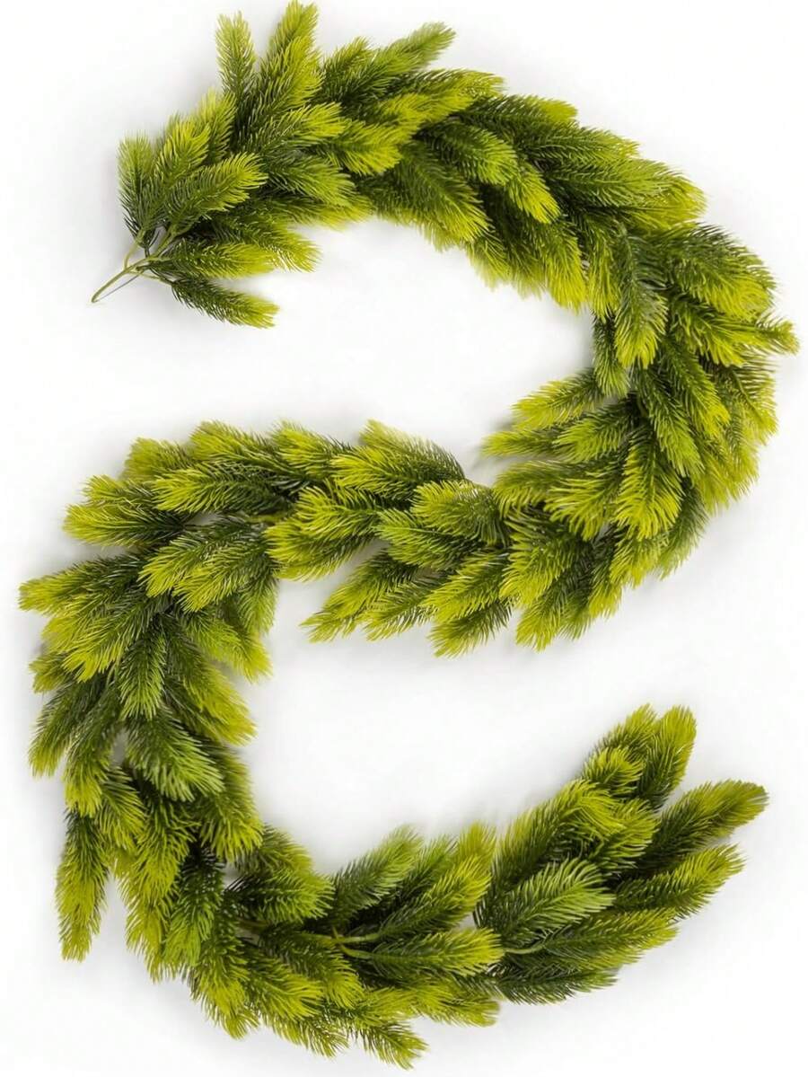 1 Peça Guirlanda de Natal, Guirlanda de Pinheiro Norfolk Verde DIY, Plantas Artificiais e Trepadeira Floral para Decoração de Natal Interna/Externa, Casamento, Festa, Escada, Lareira, Aparador, Guirlanda Falsa de Agulhas de Pinheiro Bicolor