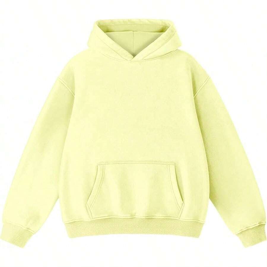 FAIABLE Mens Hoodies Oversized Unisex Wash Hoodie Heavyweight Fleece Vintage Cotton Sweatshirt Men Women Streetwear - 黃色 - 查看 1