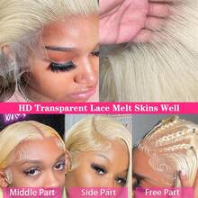 34 Inch 200% Density 613 Blonde 13x4 Lace Front Wigs Human Hair Pre Plucked 13x4 HD Lace Front Wigs Human Hair Glueless Wear And Go Straight 13x4 Transparent Lace Front Wigs Human Hair With Baby Hair