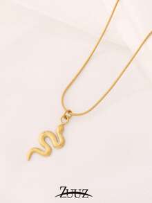 1 pieza Collar de acero inoxidable con colgante de serpiente para mujer, joyería de moda para fiestas y regalos