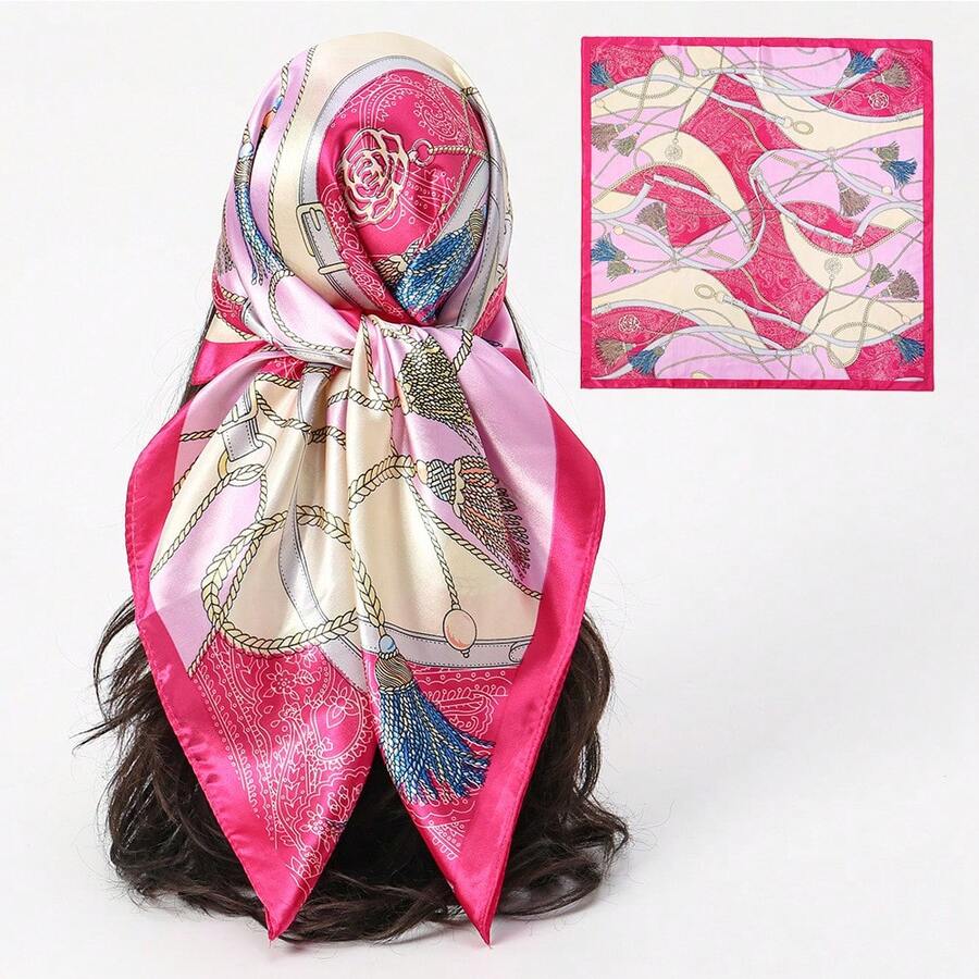 Soft And Skin-Friendly Large Square Scarf Scarf Headscarf Femininity Versatile Anti-Wrinkle Long Silk Scarf - 03 - Xem 1