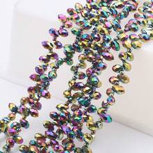 约95颗5*8毫米水滴形玻璃珠，彩色镀AB彩DIY饰品吊坠，适用于手工配件、鞋子、包包、发饰、节日礼物、生日礼物等。 - 5*8mm橫孔水滴 - 查看 36