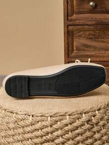 MonaNise Damen Mode Quadratische Zehenkappe Flache Schuhe mit Schleife in Apricot, Schwarz & Weiß Outdoor Lässig High-End Khaki vielseitige Ballerinas - Aprikosenfarben - Übersicht 8