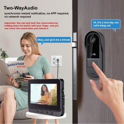 1pc Smart Wireless Video Doorbell Camera With Alarm Function - Supports Two-Way Voice Communication, Used For Home Monitoring When The Doorbell Rings. Equipped With Night Vision Function, It Comes With A Rechargeable Lithium Battery, A Visible Doorbell, And A Video Intercom System, Achieving Ultimate Security For The Home.