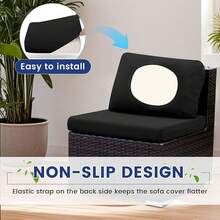 HANDONTIME 8Pcs Patio Cushion Covers Stretch Outdoor Couch Cover Cushions Outdoor Furniture Waterproof Patio Furniture Cover Pets Sofa Covers Washable (Khaki,Cover Only) - 答:黑色 - 查看 7