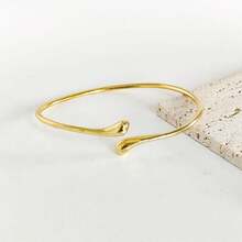Plain Women's Cuff Bracelet, Adjustable Teardrop Opening Bracelet, Modern Niche Design Bracelet - Vàng - Xem 7