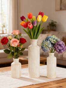 Vase en céramique blanche, décoration d'intérieur minimaliste et moderne, vase à herbes pour table à manger, étagère, porche et centre de table, style bois, vase/pot à fleurs de style bohème. Accessoires décoratifs minimalistes, décoration d'intérieur moderne pour salons et chambres à coucher, décoration centrale, cadeaux pour la fête des mères, cadeaux de remise des diplômes, décorations de mariage, vase en verre pour la décoration de la pièce