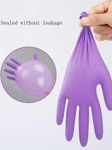 A Box Of 100pcs Containing Nitrile Gloves For Household Kitchen Dishwashing, Waterproof And Durable Cleaning Products, Household Gloves, And Cleaning Gloves - Purple - View 5