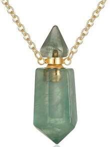 2件装天然宝石棱镜香水吊坠 | 手工水晶扩香项链 | 低过敏性316L不锈钢 | 女士健康饰品 - 香水瓶吊墜項鍊 - 查看 6