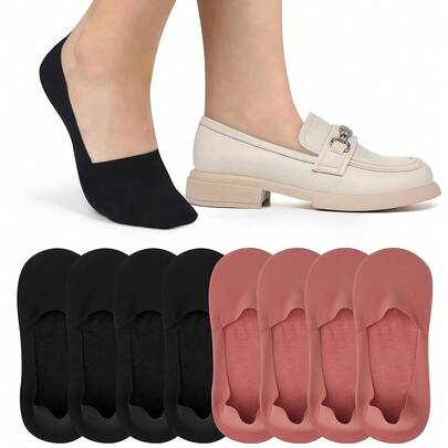 No Show Socks For Women Thin Ice Silk Non-Slip Loafers Footies Socks 2/4/6 Pairs-6879