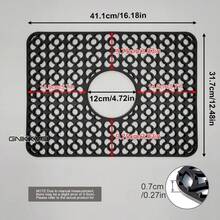 Silikonschutz für Spüle, mit Ablaufloch in der Mitte, hitzebeständig und rutschfest, spülmaschinenfest, Spülbeckenmatte für den Boden von Landhausküchen-Edelstahlspülen, rutschfeste Küchenmatten für die Seite der Spüle, natürliches und hygienisches Küchenessential für Zuhause und Küchendekoration, Teil Ihrer gemütlichen Herbst- und Winterstile sowie Weihnachtsdekorationen