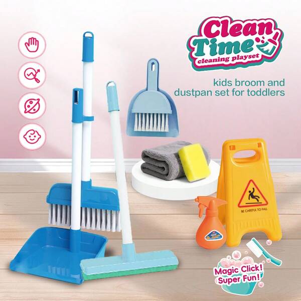 7PCS/9PCS Kids Pretend Play Cleaning Toy Set, Pretend Housekeeping Toy, Kids Cleaning And Sweeping Playset, Role Play Props, Interactive Playset For Boys & Girls, Ideal Gift For Birthday And Christmas
