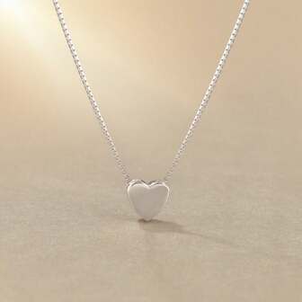 925 Sterling Silver Minimalist Heart Necklace, Petite & Elegant, Smooth Finish, Showcases A Fresh & Chic Style, Versatile Everyday Wear