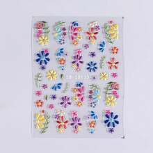 3pcs 5D Embossed Floral  Nail Art Stickers - Matte Finish, Self-Adhesive For DIY Manicure & Pedicure Decor - 彩色 - 查看 9