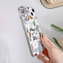 1 pieza Funda de teléfono TPU transparente minimalista con mapa de ruta de avión y sello, compatible con series 17 16 15 14 13 12 11 Plus Pro Max, funda protectora con estilo personalizado INS, diseño minimalista de alta estética, regalo de cumpleaños, regalo de vacaciones