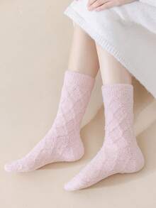 1 par de calcetines de mujer suaves y sin pelusa, de felpa, gruesos y cálidos, aptos para el hogar, dormir, posparto, otoño/invierno
