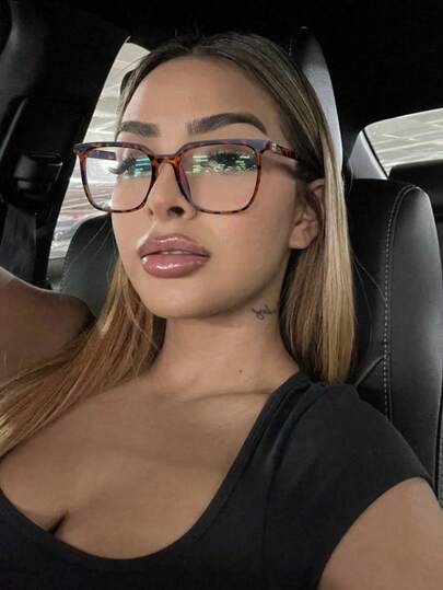 Ein Paar Vintage Leoparden-Muster Quadratische Brillen für Frauen, aus PC-Material gefertigt, leicht, im YSK-Stil, Handyzubehör, Brillen für Frauen, Fake-Brillen, transparente Brillen, geeignet für tägliche Büropendler, Rückkehr zur Schule, Handy- und Computernutzung, tägliche Lässig und Campusstudium.