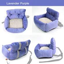 HazoWill Pet Car Seat & Travel Bed For Small Dogs And Cats, Booster Seat With Non-Slip Base & Adjustable Straps, Lightweight, Foldable, Multi-Use Design, Stylish, Cozy For Road Trips & Home - Beige - View 17