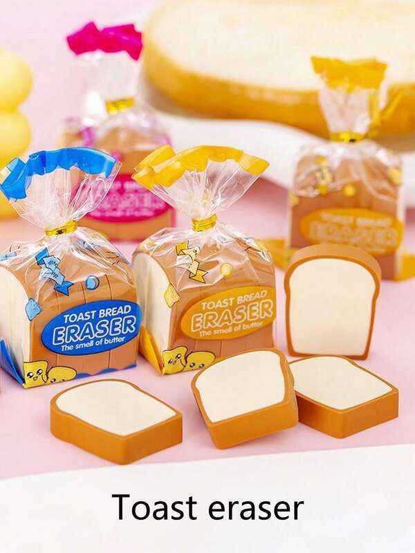 1/3/8/12 Stücke kreative, süße Toast Brot Radiergummis, realistische Brot Radiergummis für Studenten & Kinder, Schreibwaren Preise & Geschenke (zufällige Außenverpackungsfarbe)