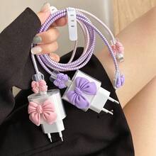 5-Piece Set 20W Charger Protective Cover EU Version, Protect Your 13 Pro Max Cable, Soft Heart Shape Charger Cover Compatible With 11 12 13 14 15 16 17Pro Max Cables, Charger Protector - Multicolor - View 1