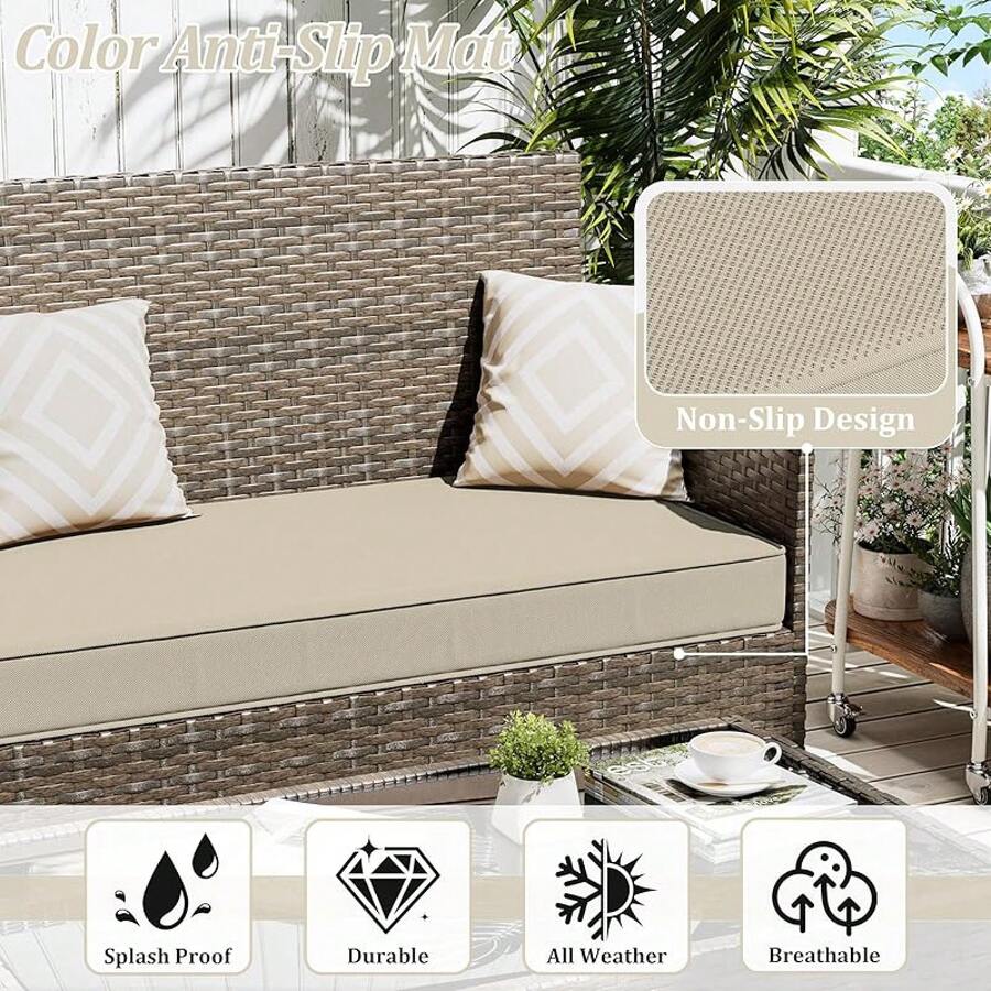 3 Pack Outdoor Patio Furniture Cushion Covers, Waterproof Loveseat ...