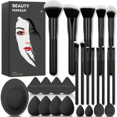 Juego de brochas de maquillaje de 26 piezas, brocha para base de maquillaje, brochas para sombra de ojos